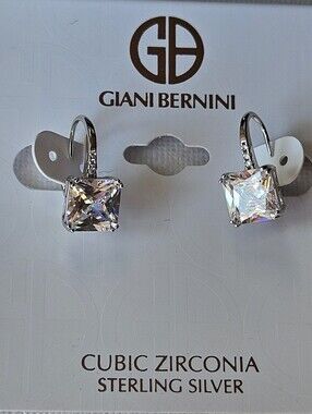 Giani Bernini Square Cubic Zirconia Leverback Earrings in Sterling Silver